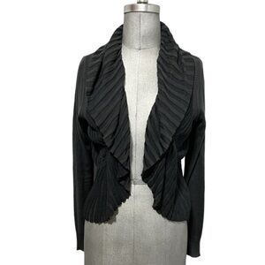 Angel of the North Gray Long Sleeve Cascading Waterfall Open Ribbed Cardigan Med